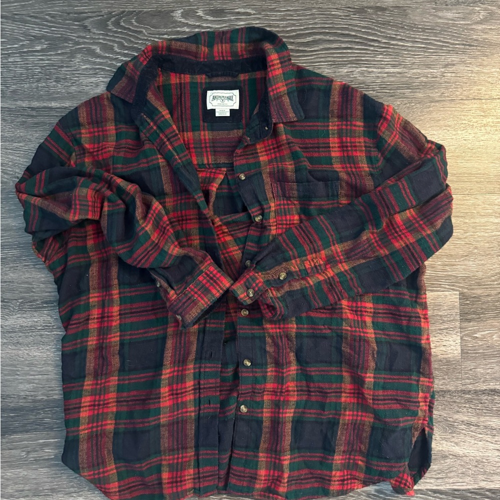 American Eagle Outfitters Red and Green Plaid Shirt